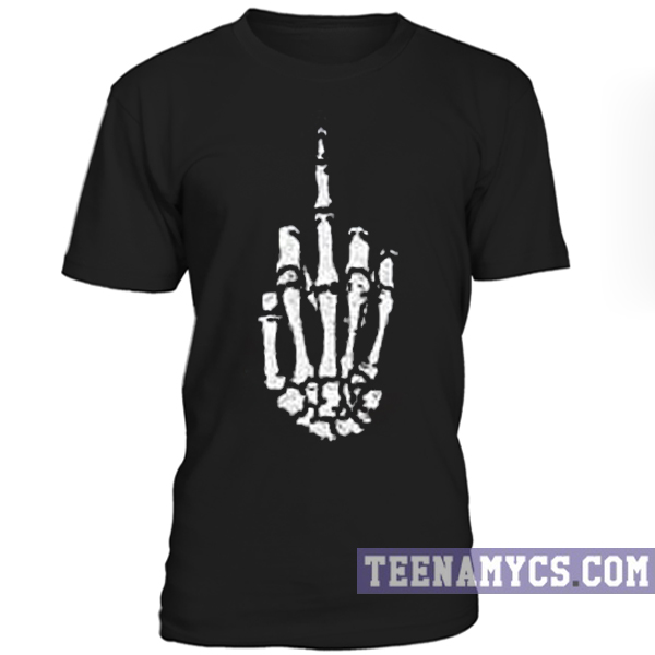 Fuck Off Skeleton hand sign T-Shirt