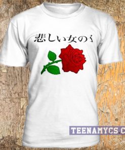 Rose japanese letter t-shirt