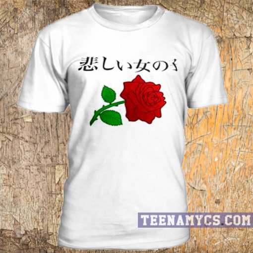 Rose japanese letter t-shirt