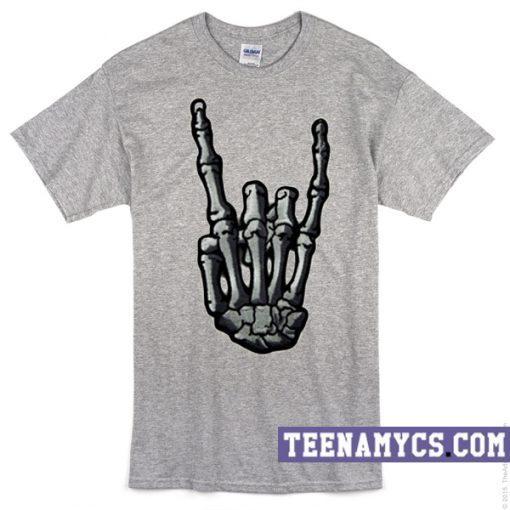 Skeleton Hand Horns Up Metal Sign T-Shirt