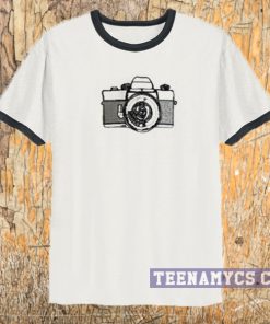 Vintage camera sketch ringer t-shirt