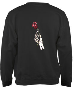 Skeleton Hand Holding a Rose Printed Sweatshirt