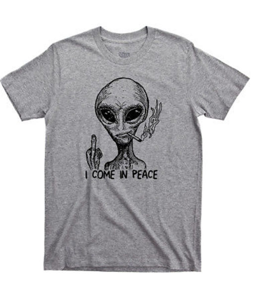 I Come In Peace Smoking Alien T-Shirt