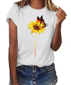 Never Give Up Sunflower Butterfly T-Shirt