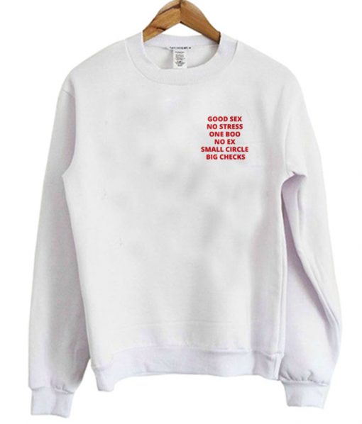 Good Sex No Stress One Boo No Ex Small Circle Big Checks Pocket Print Sweatshirt