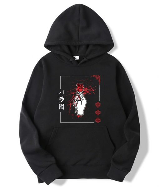 Japanese Gothic Red Rose Hoodie
