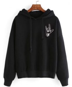 Rock On Pocket Print Hoodie