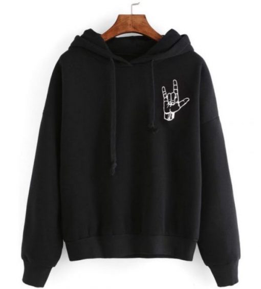 Rock On Pocket Print Hoodie