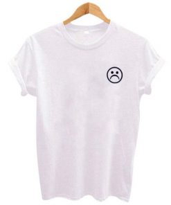 Sad Face Emoji Pocket Print T-Shirt