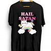 Rainbow Satanic Unicorn Cat Hail Satan T-Shirt