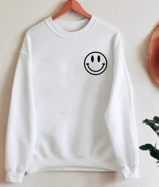 Smiley Face Pocket Print Sweatshirt