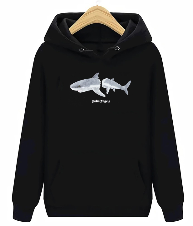 Shark Print Logo Hoodie - teenamycs