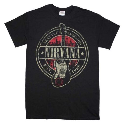 Nirvana Established 1988 Guitar Stamp T Shirt