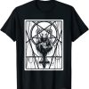 Satanic Dark Art Evil with Skull 666 Pentagram Baphomet T-Shirt