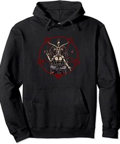 Satanic Pentagram 666 Baphomet Ritual Goth Pullover Hoodie