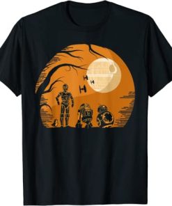 Star Wars Droids Halloween Orange Hue Death Star Portrait T-Shirt