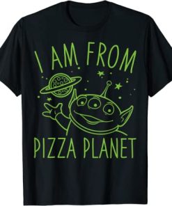 Neon Green Alien Pizza Planet T-Shirt