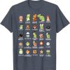 Super Mario 8-bit Pixel Icons List Vintage T-Shirt