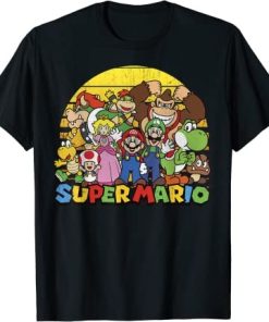 Super Mario Group Portrait Vintage Graphic T-Shirt